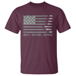 Deny Defend Depose T Shirt Bullet America Flag TS09 Maroon Print Your Wear