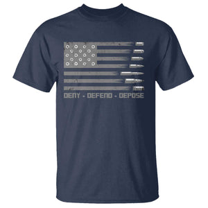 Deny Defend Depose T Shirt Bullet America Flag TS09 Navy Print Your Wear