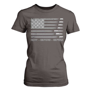 Deny Defend Depose T Shirt For Women Bullet America Flag TS09 Dark Chocolate Print Your Wear