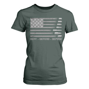 Deny Defend Depose T Shirt For Women Bullet America Flag TS09 Dark Forest Green Print Your Wear