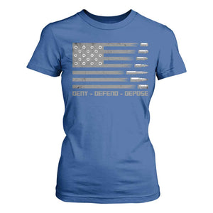 Deny Defend Depose T Shirt For Women Bullet America Flag TS09 Royal Blue Print Your Wear