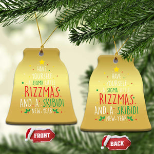 Funny Xmas Christmas Ornament Have Yourself A Sigma Little Rizzmas And A Skibidi New Year TS09 Bell Flake Gold Print Your Wear