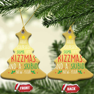 Funny Xmas Christmas Ornament Have Yourself A Sigma Little Rizzmas And A Skibidi New Year TS09 Christmas Tree Gold Print Your Wear