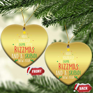 Funny Xmas Christmas Ornament Have Yourself A Sigma Little Rizzmas And A Skibidi New Year TS09 Heart Gold Print Your Wear