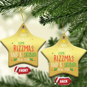 Funny Xmas Christmas Ornament Have Yourself A Sigma Little Rizzmas And A Skibidi New Year TS09 Star Gold Print Your Wear