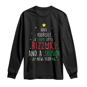 Funny Xmas Long Sleeve Shirt Have Yourself A Sigma Little Rizzmas And A Skibidi New Year TS09 Black Print Your Wear