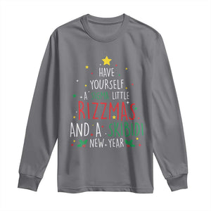 Funny Xmas Long Sleeve Shirt Have Yourself A Sigma Little Rizzmas And A Skibidi New Year TS09 Charcoal Print Your Wear