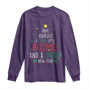 Funny Xmas Long Sleeve Shirt Have Yourself A Sigma Little Rizzmas And A Skibidi New Year TS09 Purple Print Your Wear