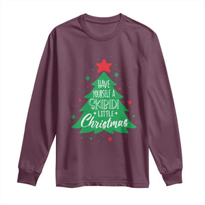 Funny Xmas Long Sleeve Shirt Have Yourself A Skibidi Little Rizzmas TS09 Maroon Print Your Wear