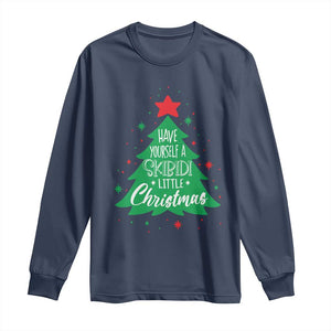 Funny Xmas Long Sleeve Shirt Have Yourself A Skibidi Little Rizzmas TS09 Navy Print Your Wear