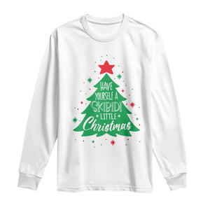 Funny Xmas Long Sleeve Shirt Have Yourself A Skibidi Little Rizzmas TS09 White Print Your Wear