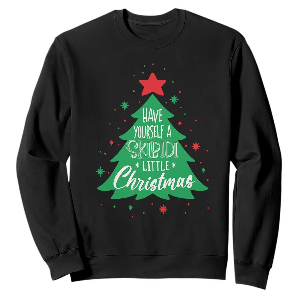 Funny Xmas Sweatshirt Have Yourself A Skibidi Little Rizzmas TS09 Black Print Your Wear