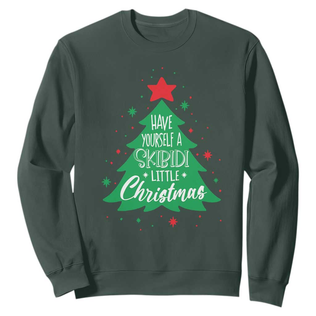 Funny Xmas Sweatshirt Have Yourself A Skibidi Little Rizzmas TS09 Dark Forest Green Print Your Wear