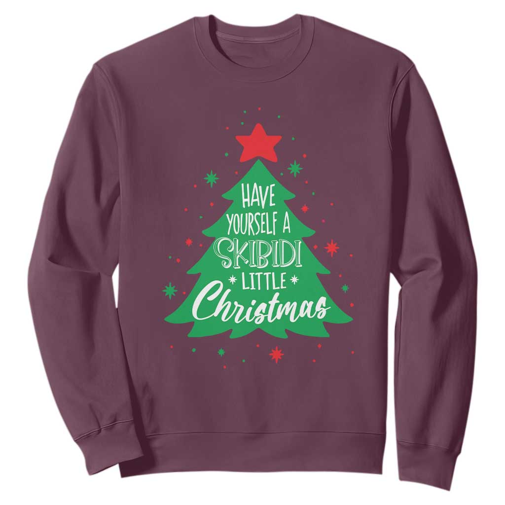 Funny Xmas Sweatshirt Have Yourself A Skibidi Little Rizzmas TS09 Maroon Print Your Wear