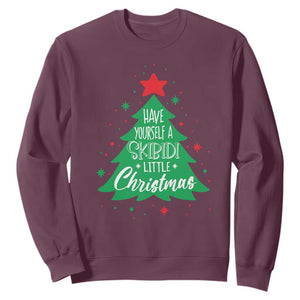 Funny Xmas Sweatshirt Have Yourself A Skibidi Little Rizzmas TS09 Maroon Print Your Wear