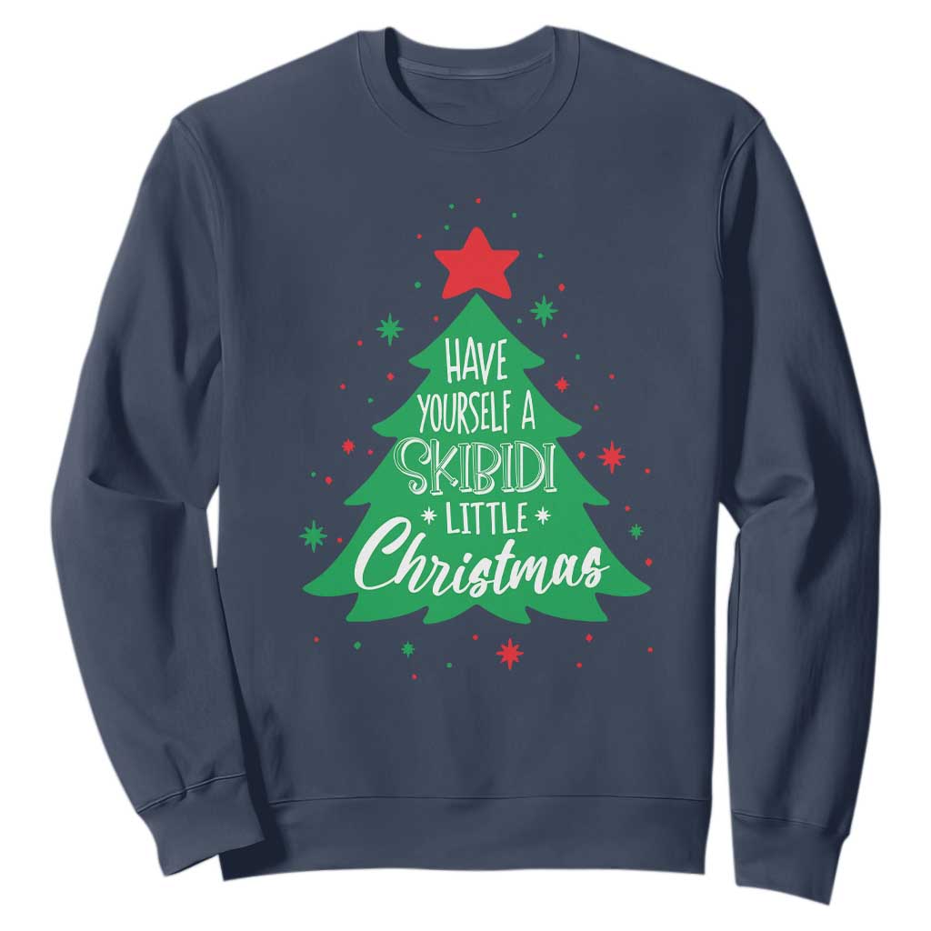 Funny Xmas Sweatshirt Have Yourself A Skibidi Little Rizzmas TS09 Navy Print Your Wear