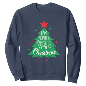 Funny Xmas Sweatshirt Have Yourself A Skibidi Little Rizzmas TS09 Navy Print Your Wear