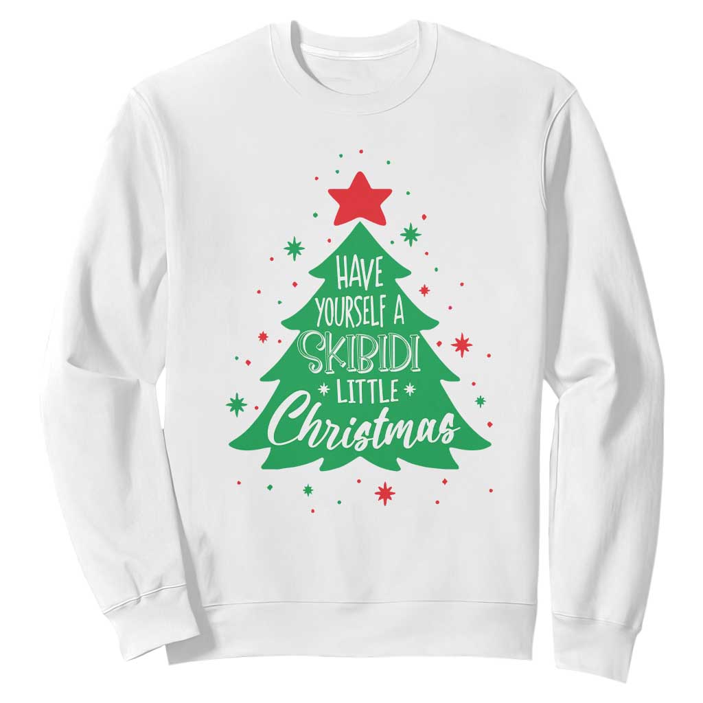 Funny Xmas Sweatshirt Have Yourself A Skibidi Little Rizzmas TS09 White Print Your Wear