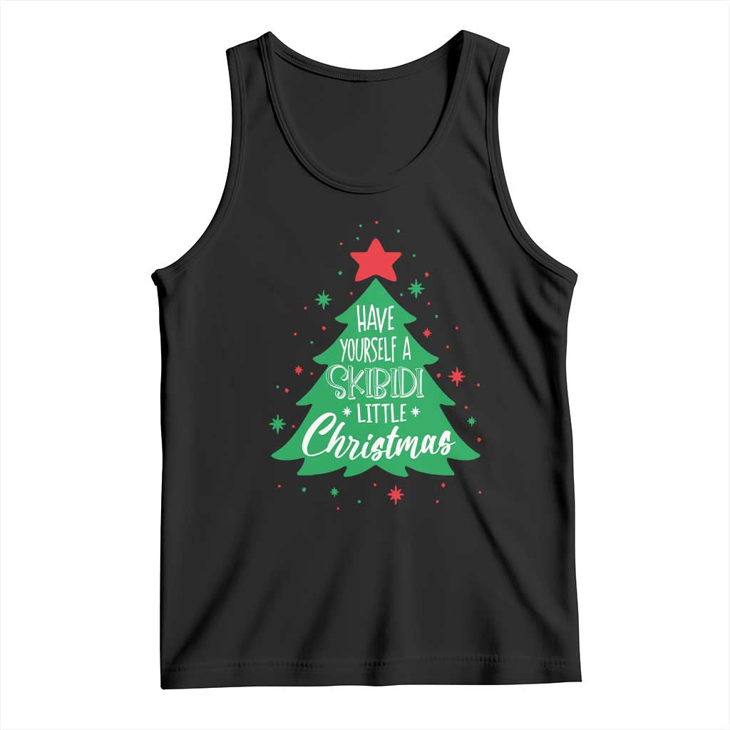 Funny Xmas Tank Top Have Yourself A Skibidi Little Rizzmas TS09 Black Print Your Wear