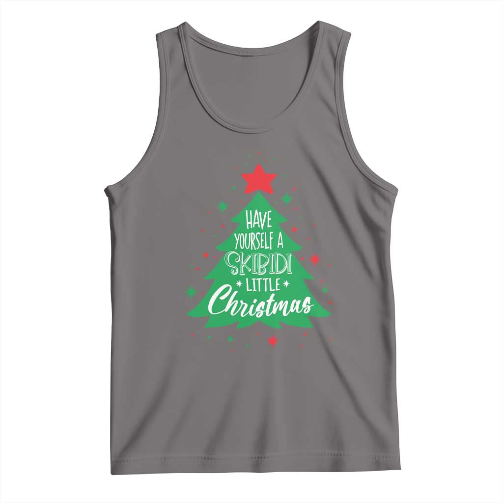 Funny Xmas Tank Top Have Yourself A Skibidi Little Rizzmas TS09 Deep Heather Print Your Wear