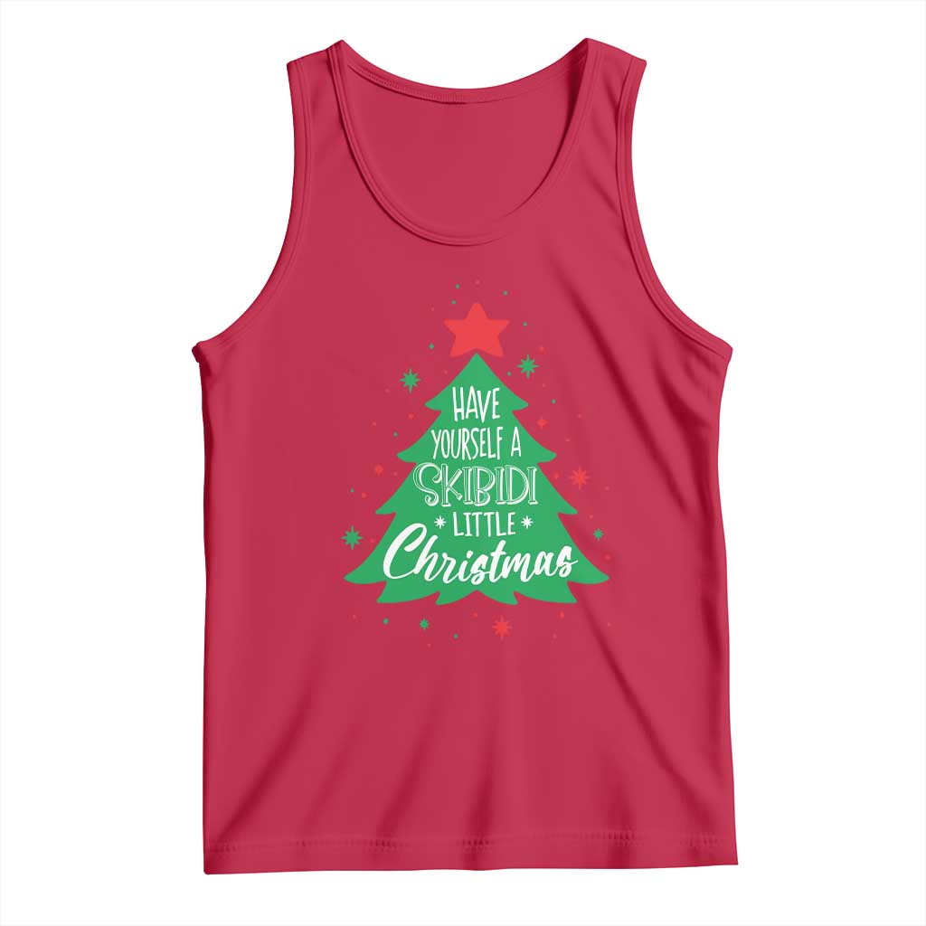 Funny Xmas Tank Top Have Yourself A Skibidi Little Rizzmas TS09 Red Print Your Wear