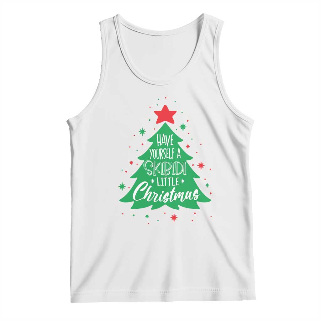 Funny Xmas Tank Top Have Yourself A Skibidi Little Rizzmas TS09 White Print Your Wear