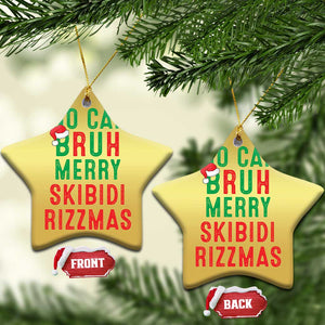 Funny Xmas Christmas Ornament No Cap BRUH Merry Skibidi Rizzmas TS09 Star Gold Print Your Wear