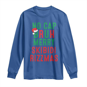 Funny Xmas Long Sleeve Shirt No Cap BRUH Merry Skibidi Rizzmas TS09 Royal Blue Print Your Wear