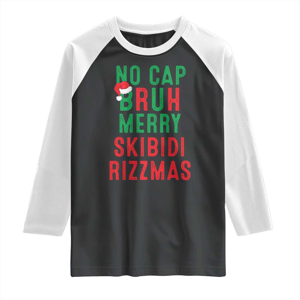 Funny Xmas Raglan Shirt No Cap BRUH Merry Skibidi Rizzmas TS09 Black White Print Your Wear