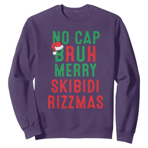 Funny Xmas Sweatshirt No Cap BRUH Merry Skibidi Rizzmas TS09 Purple Print Your Wear