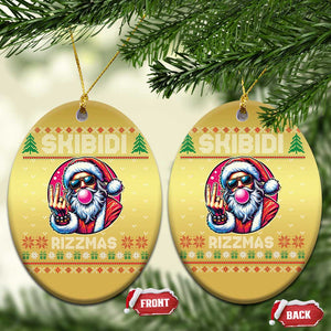 Funny Xmas Christmas Ornament Skibidi Rizzmas Santa Bubble Gum TS09 Oval Gold Print Your Wear