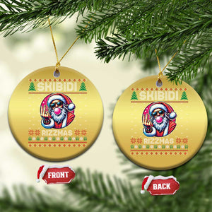 Funny Xmas Christmas Ornament Skibidi Rizzmas Santa Bubble Gum TS09 Circle Gold Print Your Wear