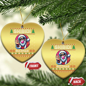 Funny Xmas Christmas Ornament Skibidi Rizzmas Santa Bubble Gum TS09 Heart Gold Print Your Wear