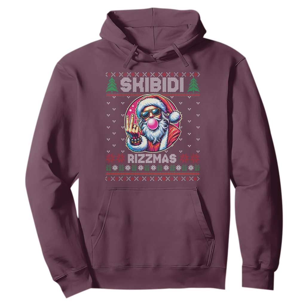 Funny Xmas Hoodie Skibidi Rizzmas Santa Bubble Gum TS09 Maroon Print Your Wear