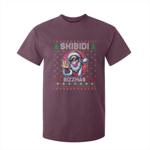 Funny Xmas T Shirt For Kid Skibidi Rizzmas Santa Bubble Gum TS09 Maroon Print Your Wear