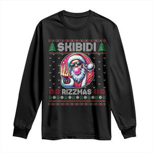 Funny Xmas Long Sleeve Shirt Skibidi Rizzmas Santa Bubble Gum TS09 Black Print Your Wear