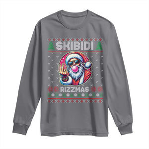 Funny Xmas Long Sleeve Shirt Skibidi Rizzmas Santa Bubble Gum TS09 Charcoal Print Your Wear