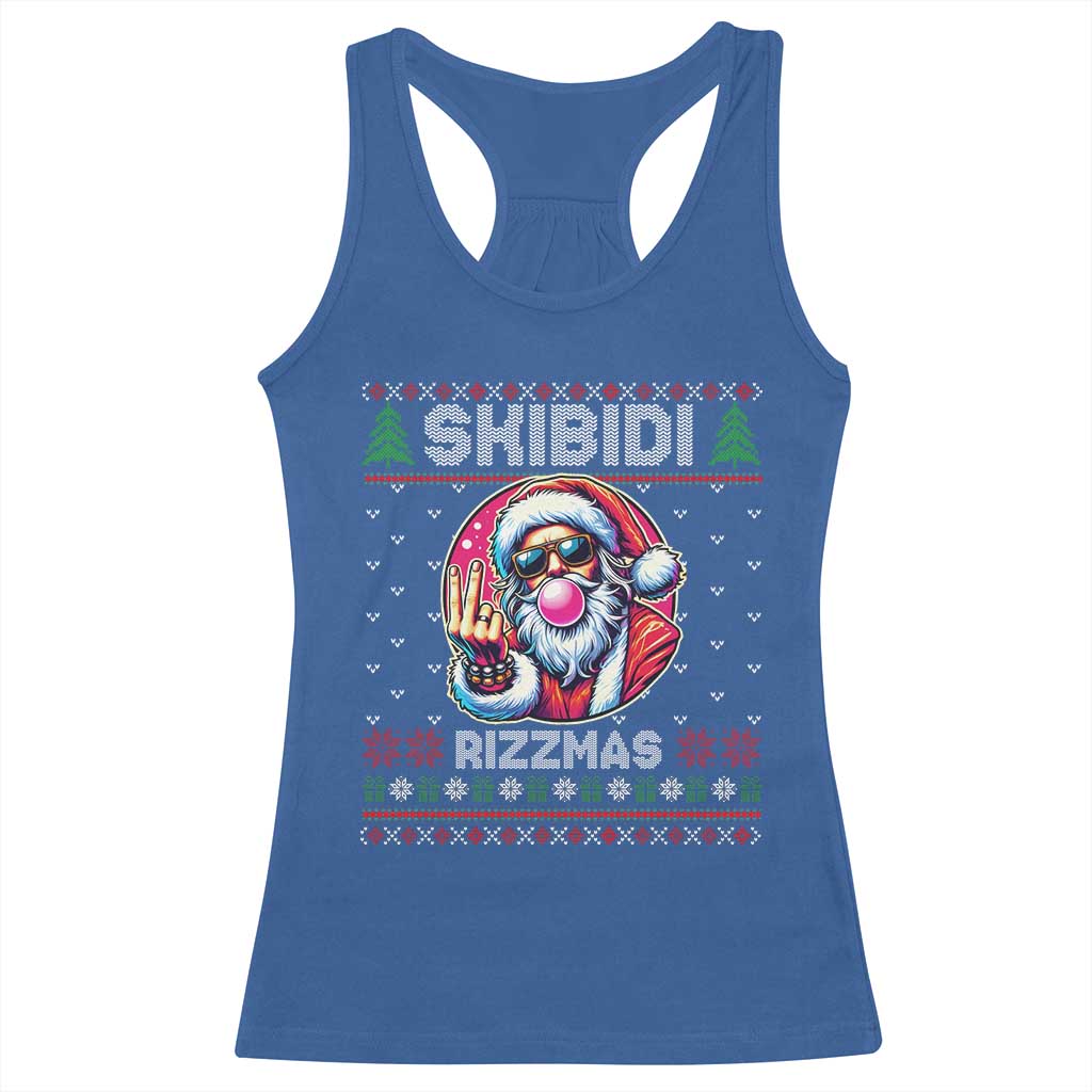 Funny Xmas Racerback Tank Top Skibidi Rizzmas Santa Bubble Gum TS09 Royal Blue Print Your Wear