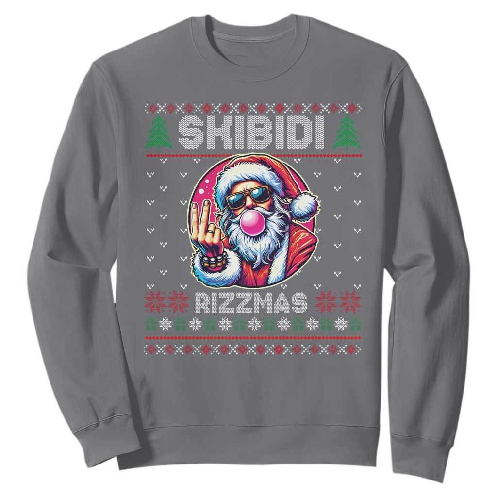Funny Xmas Sweatshirt Skibidi Rizzmas Santa Bubble Gum TS09 Charcoal Print Your Wear