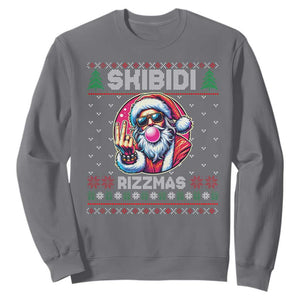Funny Xmas Sweatshirt Skibidi Rizzmas Santa Bubble Gum TS09 Charcoal Print Your Wear