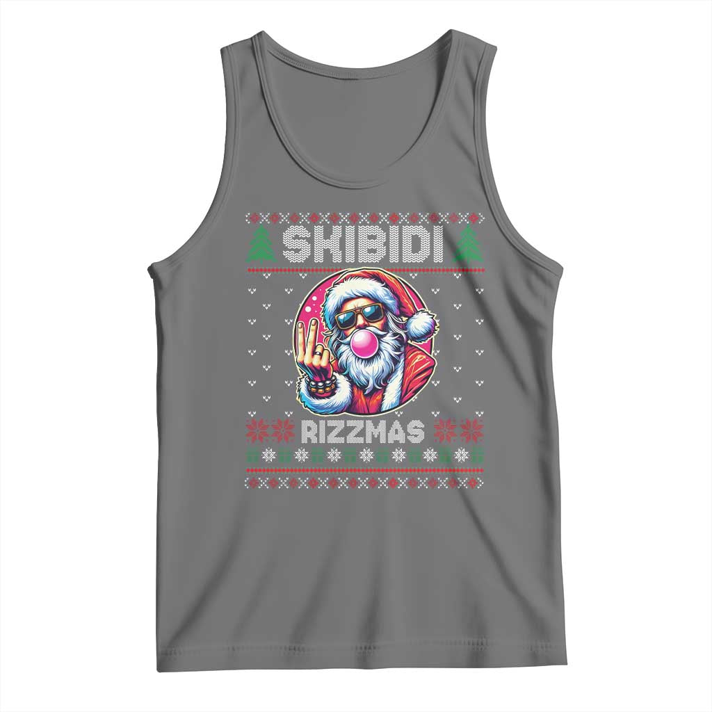 Funny Xmas Tank Top Skibidi Rizzmas Santa Bubble Gum TS09 Black Heather Print Your Wear