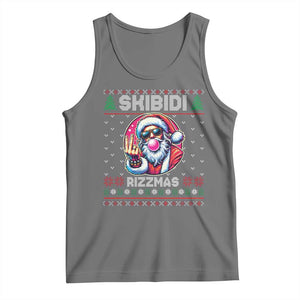 Funny Xmas Tank Top Skibidi Rizzmas Santa Bubble Gum TS09 Black Heather Print Your Wear