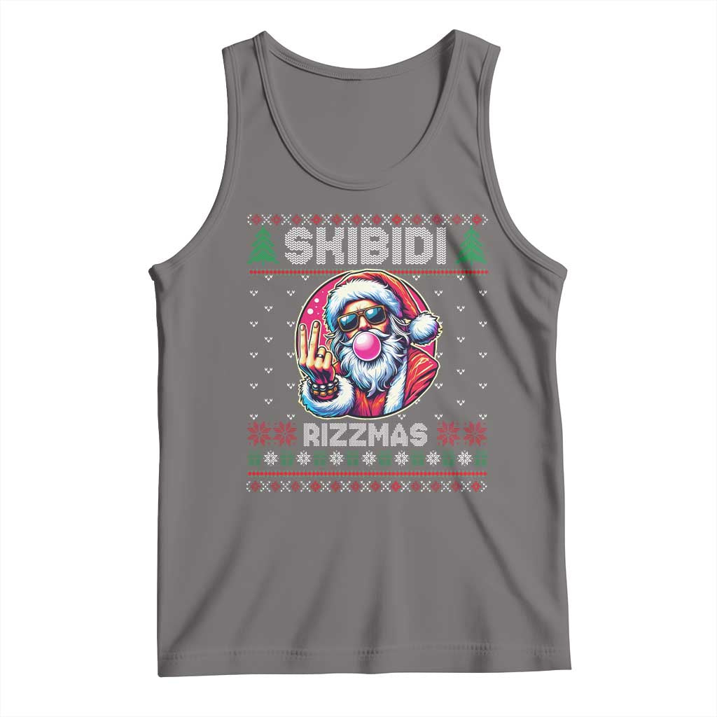 Funny Xmas Tank Top Skibidi Rizzmas Santa Bubble Gum TS09 Deep Heather Print Your Wear