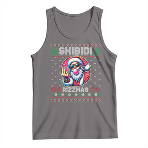 Funny Xmas Tank Top Skibidi Rizzmas Santa Bubble Gum TS09 Deep Heather Print Your Wear