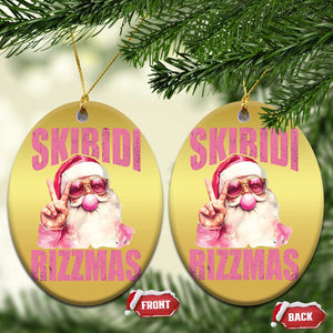 Funny Xmas Christmas Ornament Skibidi Rizzmas Pink Santa Bubble Gum TS09 Oval Gold Print Your Wear