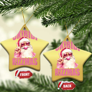 Funny Xmas Christmas Ornament Skibidi Rizzmas Pink Santa Bubble Gum TS09 Star Gold Print Your Wear