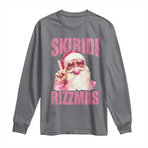 Funny Xmas Long Sleeve Shirt Skibidi Rizzmas Pink Santa Bubble Gum TS09 Charcoal Print Your Wear