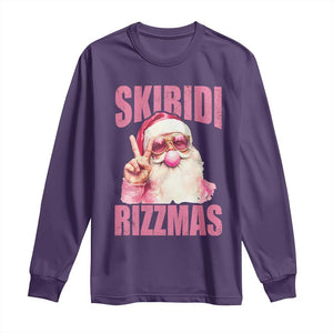 Funny Xmas Long Sleeve Shirt Skibidi Rizzmas Pink Santa Bubble Gum TS09 Purple Print Your Wear