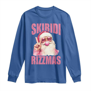 Funny Xmas Long Sleeve Shirt Skibidi Rizzmas Pink Santa Bubble Gum TS09 Royal Blue Print Your Wear