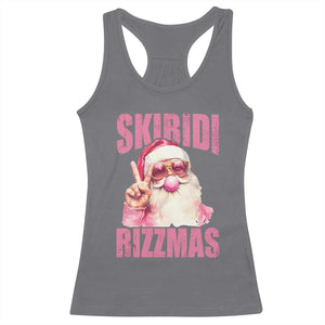 Funny Xmas Racerback Tank Top Skibidi Rizzmas Pink Santa Bubble Gum TS09 Charcoal Print Your Wear